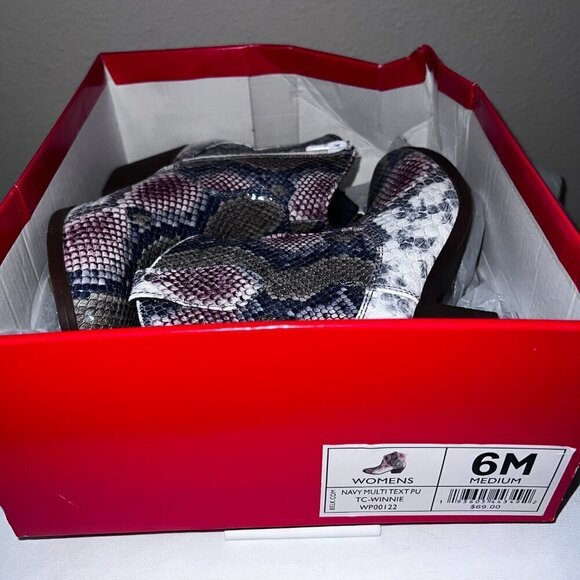 True Craft Multi-Colored Faux Snakeskin Ankle Boots 6M - Picture 8 of 8